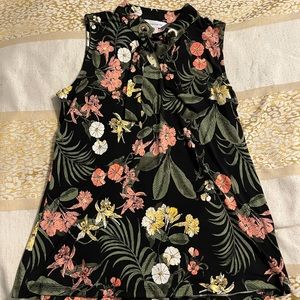 Liz Claiborne Black Floral Sleeveless Blouse